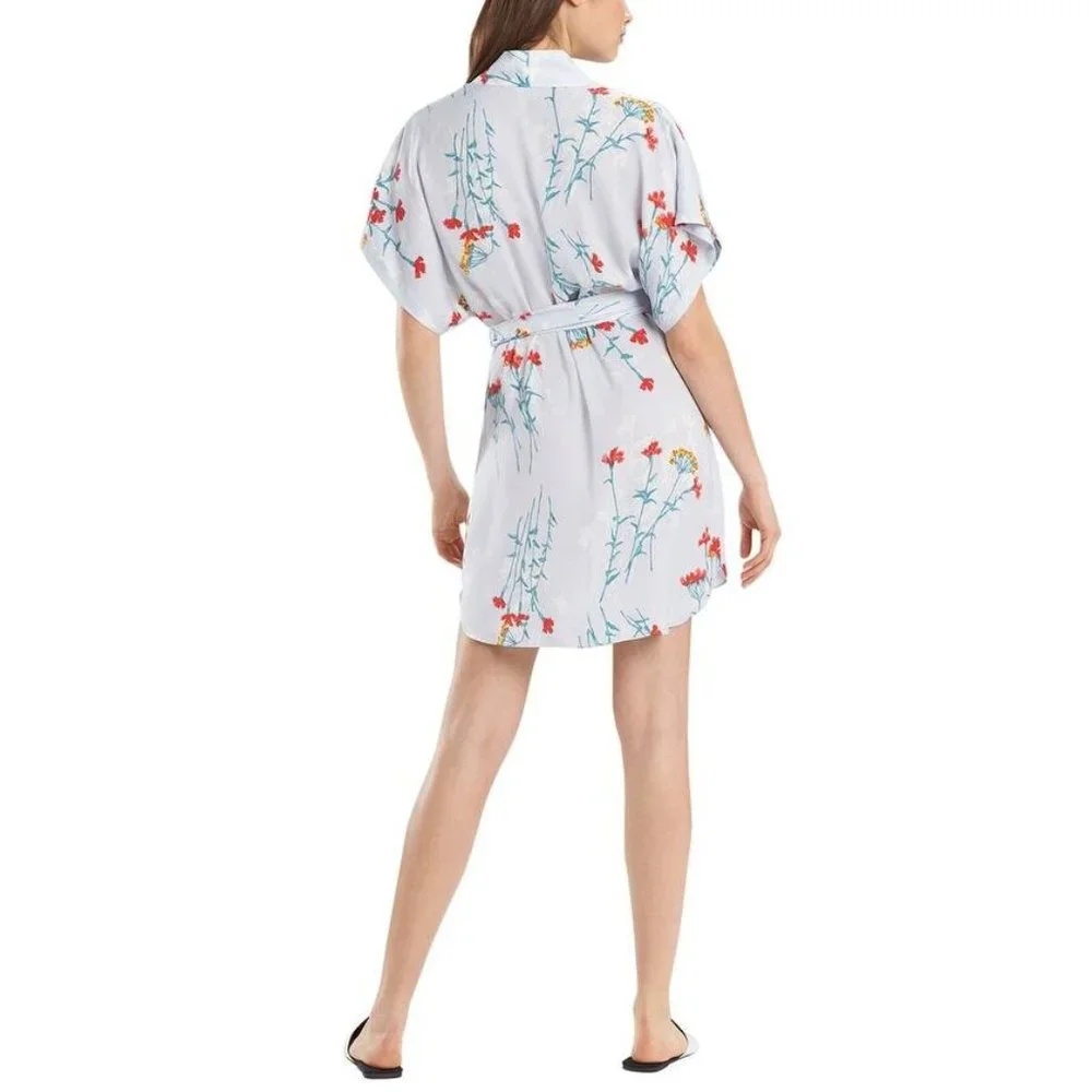 Josie Natori Meadow Robe Wrap  Loungewear Silver Blue Sz M NWT - Picture 2 of 8